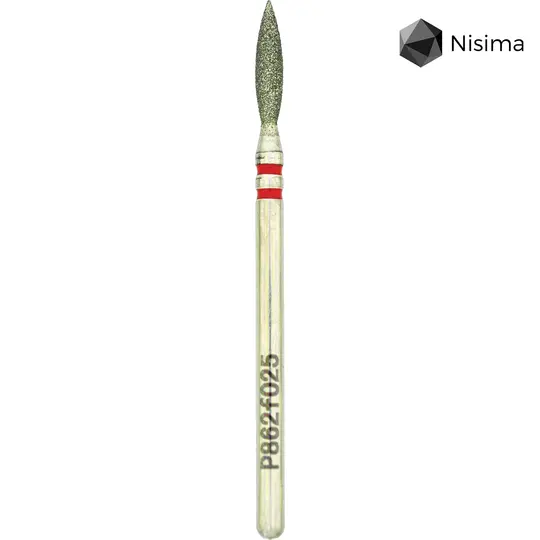 Nisima. Фреза алмазна "ПОЛУМ'Я" червона, Ø 2.5 mm, гостра, P862f025