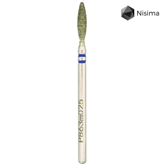 Nisima. Фреза алмазна "ПОЛУМ'Я" синя, Ø 2.5 mm, безпечна, P863m025