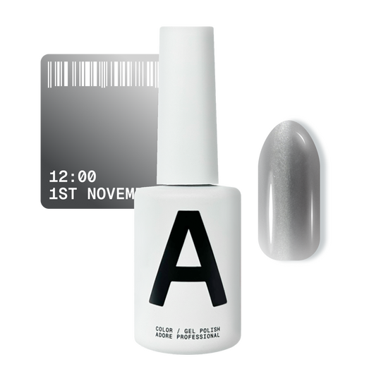 ADORE. Cat's Eye Gel Polish, 12:00, 12 ml. Гель-лак "котяче око" шовковий, чорно-сірий