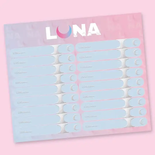 LUNAmoon. Наклейки на тіпси, без номерів, 18 шт (1 лист), блакитні