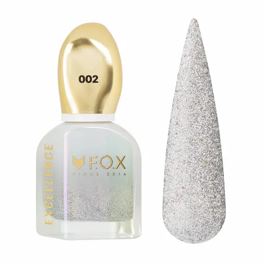 F.O.X. Nail polish #002, 12 ml. Лак для нігтів, з голографічними блискітками