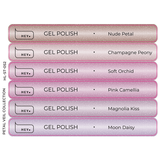 HEYLOVE. Набір наклейок для демонстраційних тіпс. Gel polish, Veil Petal collection