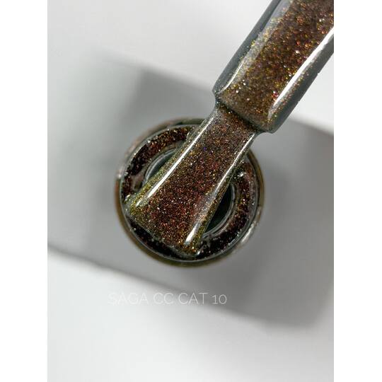 SAGA. Cat's Eye Gel Polish "Chameleon Cat", #10, 10 ml. Гель-лак "Котяче око"