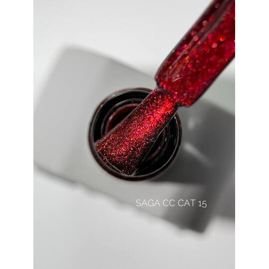 SAGA. Cat's Eye Gel Polish "Chameleon Cat", #15, 10 ml. Гель-лак "Котяче око"