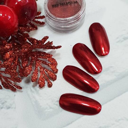 NAILAPEX Metallic Mirror Powder Red Chrome, Втирка Червона