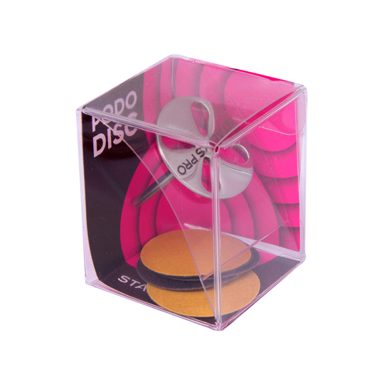 STALEKS. Pododisc L, Ø25 mm, у комплекті зі змінними файлами 180 грит (5 шт). Диск педикюрний, металевий