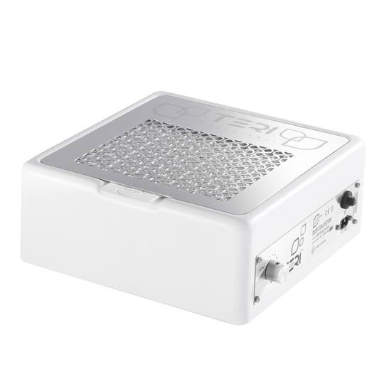 TERI, Desktop portable Nail dust Collector "Teri Turbo M", Витяжка настільна, біла зі сталевою решіткою "metallic"