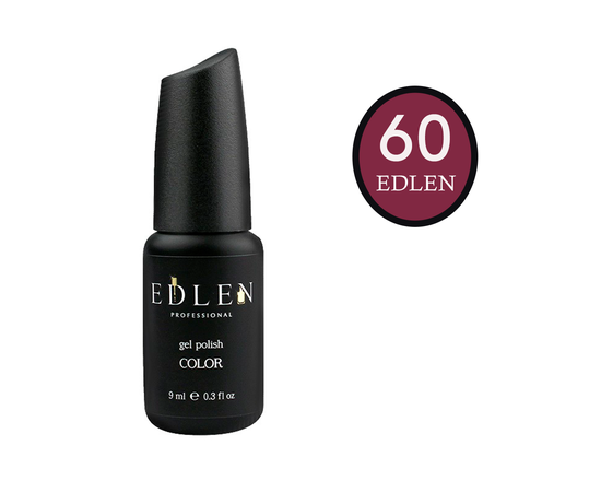 EDLEN Гель-лак №60, бордовий з рожевим підтоном, 9 ml #1