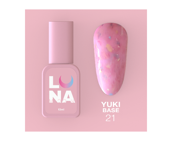 LUNA Yuki Base 21, рожева з різнокольоровою поталлю, 13 ml #1