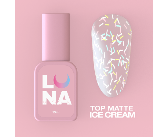 LUNA Ice Cream Matte Top, топ матовий з кольоровою посипкою, 13 ml #1