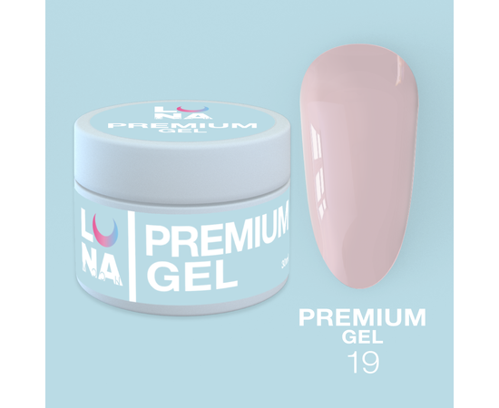 LUNA Premium Builder Gel #19 Milky nude, 30 ml, моделюючий гель, молочний нюд #1