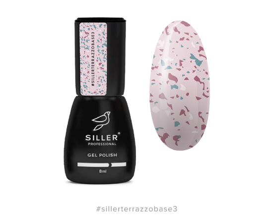 SILLER Base Terrazzo №03, 8 мл, рожева з кольоровою поталлю #1