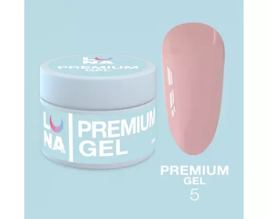 LUNA Premium Builder Gel #05 Lilac nude, 30 ml, моделюючий гель, нюд з ліловим підтоном #1