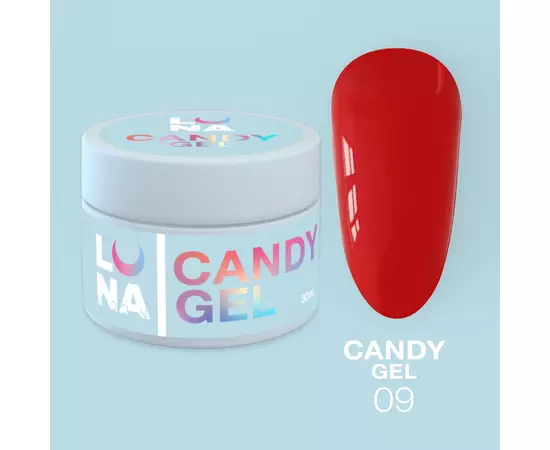 LUNA Candy Gel #9 Red, 15 ml, гель моделюючий, червоний #1