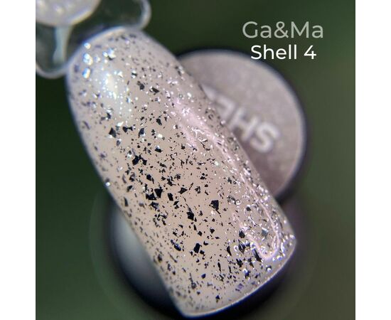GaMa Shell Top #004, 15 ml, топ зі сріблястими пластівцями #3