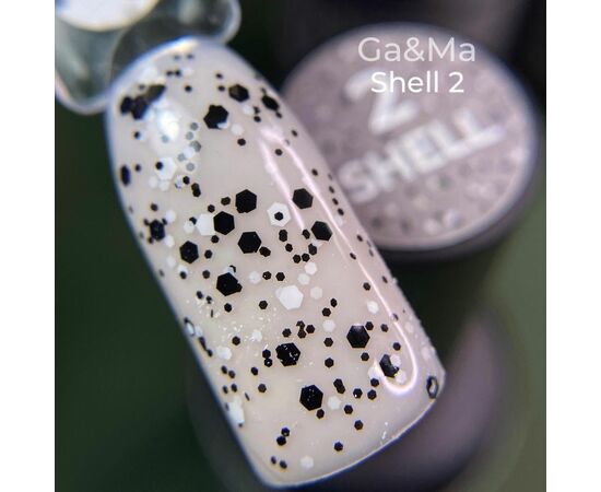 GaMa Shell Top #002, 15 ml, топ з чорними та білими шестигранниками #3