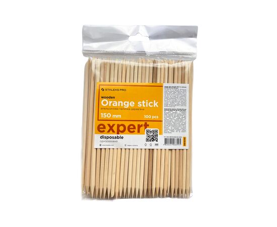 STALEKS 100 pcs Orange Wood Sticks, 150 mm, Набір 100 шт Апельсинові палички, 150 mm #1