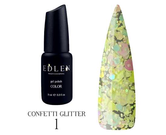 EDLEN Gel Polish Confetti Glitter #01, гель-лак, 9 ml #1