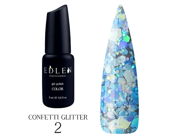 EDLEN Gel Polish Confetti Glitter #02, гель-лак, 9 ml #1
