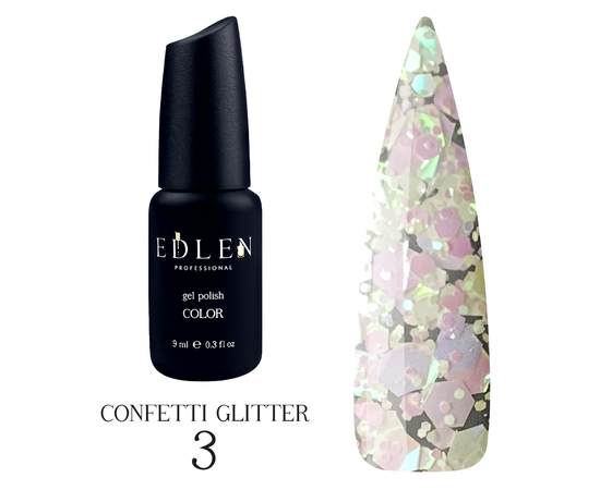 EDLEN Confetti Glitter №03, 9 ml, гель-лак #1