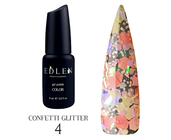 EDLEN Confetti Glitter №04, 9 ml, гель-лак #1
