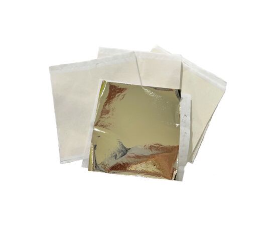 Поталь кольорова листова (фольга для декорування), біле золото, 14x14 см, 10 листів #1
