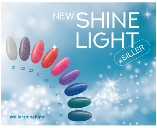 Siller Gel Polish Shine Light #2, світловідбиваючий гель-лак, 8 ml, припилений фіолетовий #2