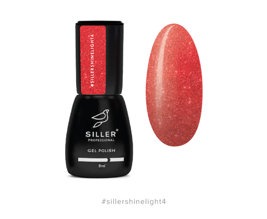 Siller Gel Polish Shine Light #4, світловідбиваючий гель-лак, 8 ml, червоний #1