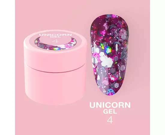 LUNA Unicorn Gel #4, гель для дизайну з блискітками, 5 ml #1