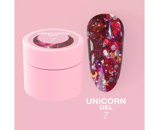 LUNA Unicorn Gel #7, гель для дизайну з блискітками, 5 ml #1