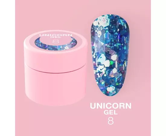 LUNA Unicorn Gel #8, гель для дизайну з блискітками, 5 ml #1
