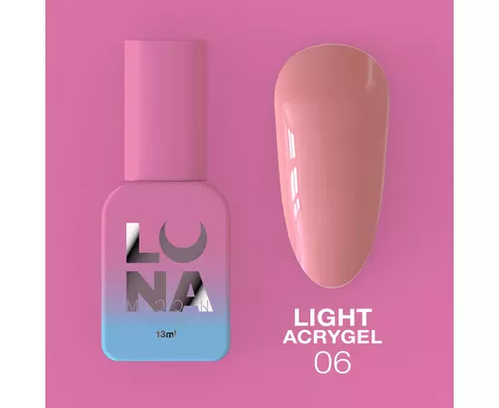 LUNA Light Acrygel #6 Pink, 13 ml, рідкий гель, рожевий кварц #1