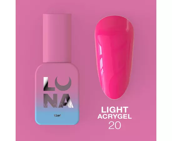 LUNA Light Acrygel #20 Neon pink, 13 ml, рідкий гель, рожевий неон #1
