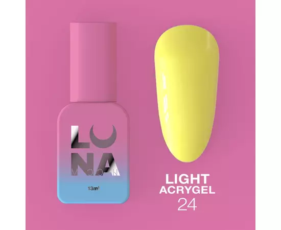 LUNA Light Acrygel #24 Neon yellow, 13 ml, рідкий гель, жовтий неон #1