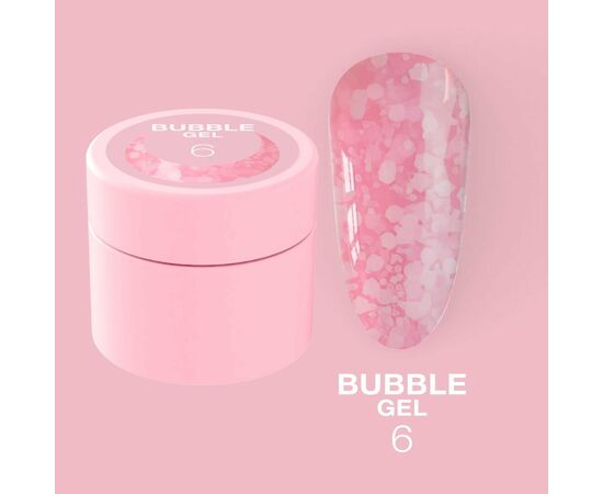 LUNA Bubble Gel #6, гель для дизайну з блискучими частинками, 5 ml #1