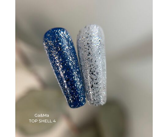 GaMa Shell Top #004, 15 ml, топ зі сріблястими пластівцями #2