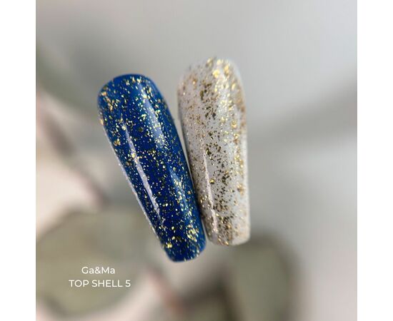 GaMa Shell Top #005, 15 ml, топ із золотистими пластівцями #2