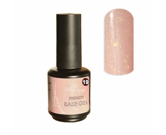 NAILAPEX French Base Opal #19, 15 ml, ніжно-рожева з блискітками, напівпрозора #1