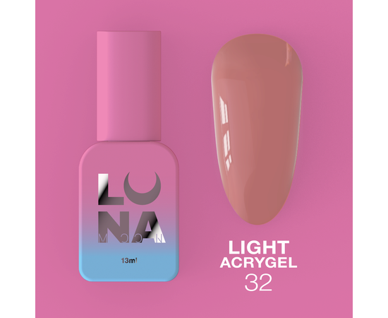 LUNA Light Acrygel #32 Dark rose beige, 13 ml, рідкий гель, темний бежевий з рожевим підтоном #1
