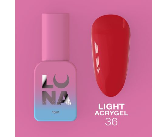 LUNA Light Acrygel #36 Rich red, 13 ml, рідкий гель, насичений червоний #1