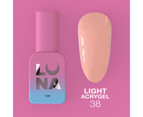 LUNA Light Acrygel #38 Peach beige, 13 ml, рідкий гель, персиковий беж #1