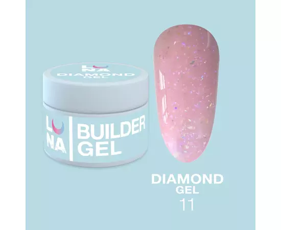 LUNA Diamond Gel #11, рожевий з блискітками, 15 ml #1