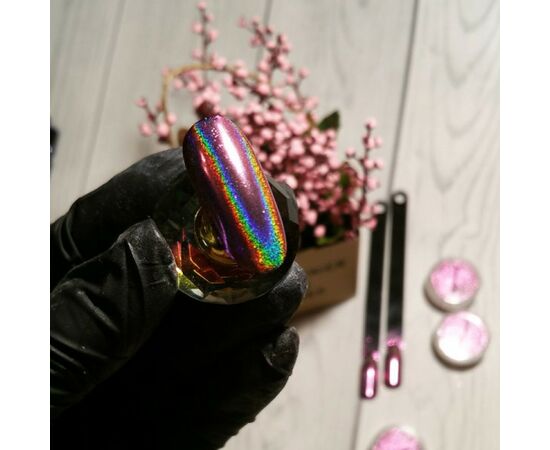 NAILAPEX Holographic mirror powder Pink Prism, Втирка голограмна Рожева Призма #1