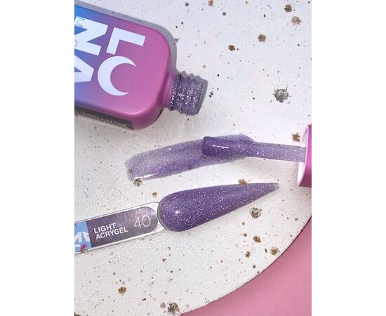LUNA Light Acrygel #40 Lilac shimmer, 13 ml, світловідбиваючий рідкий гель, бузковий з шимером #5