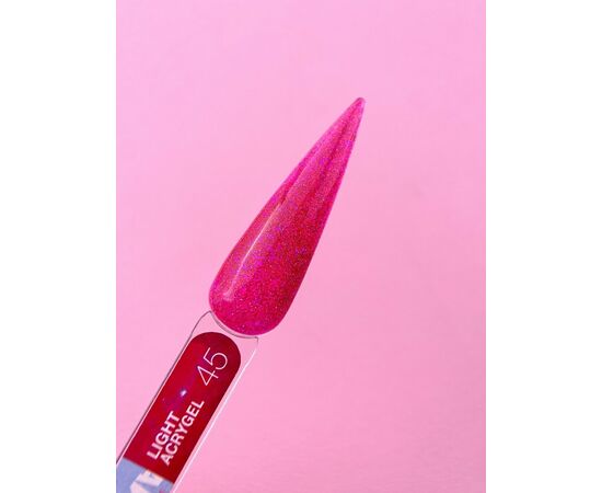 LUNAmoon. Light Acrygel #45 Bright pink shimmer, 13 ml, світловідбиваючий рідкий гель, яскраво-рожевий з шимером #2