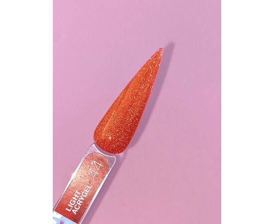 LUNAmoon. Light Acrygel #44 Bright red shimmer, 13 ml, світловідбиваючий рідкий гель, червоно-помаранчевий з шимером #3