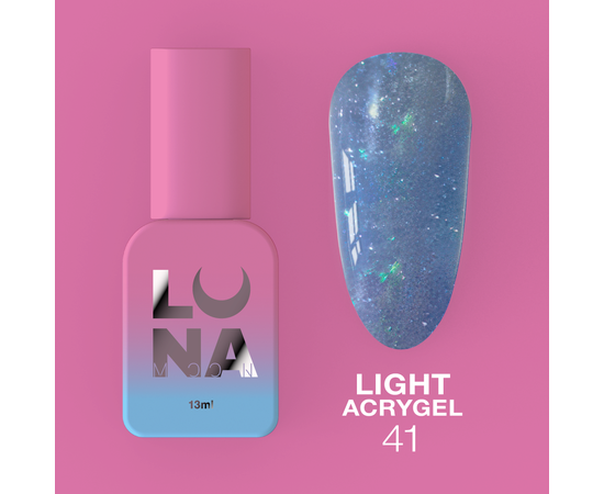 LUNA Light Acrygel #41 Dark blue shimmer, 13 ml, світловідбиваючий рідкий гель, темно-синій з шимером #1