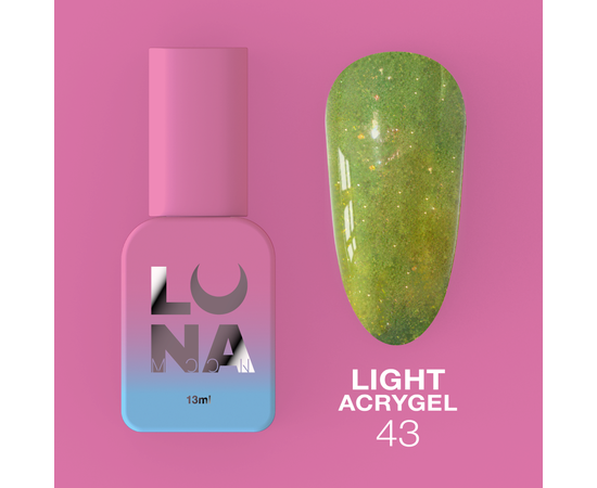 LUNA Light Acrygel #43 Gold shimmer, 13 ml, світловідбиваючий рідкий гель, золотий шимер #1