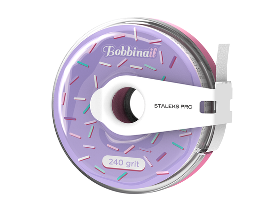 STALEKS Змінний файл-стрічка 240 грит у пластиковій котушці Bobbi Nail, білий абразив #1