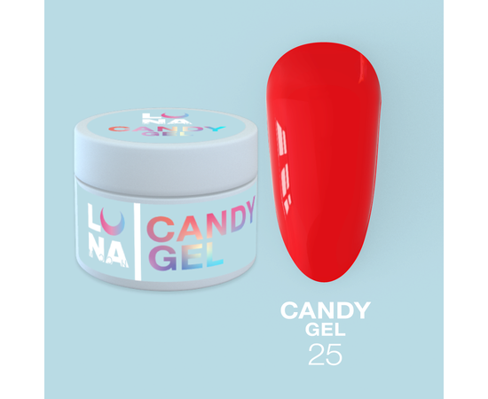 LUNA Candy Builder Gel #25 Bright red, 15 ml, гель моделюючий, яскраво-червоний #1